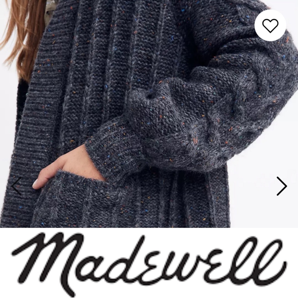 Madewell Bubble-Sleeve Cableknit Cardigan Sweater